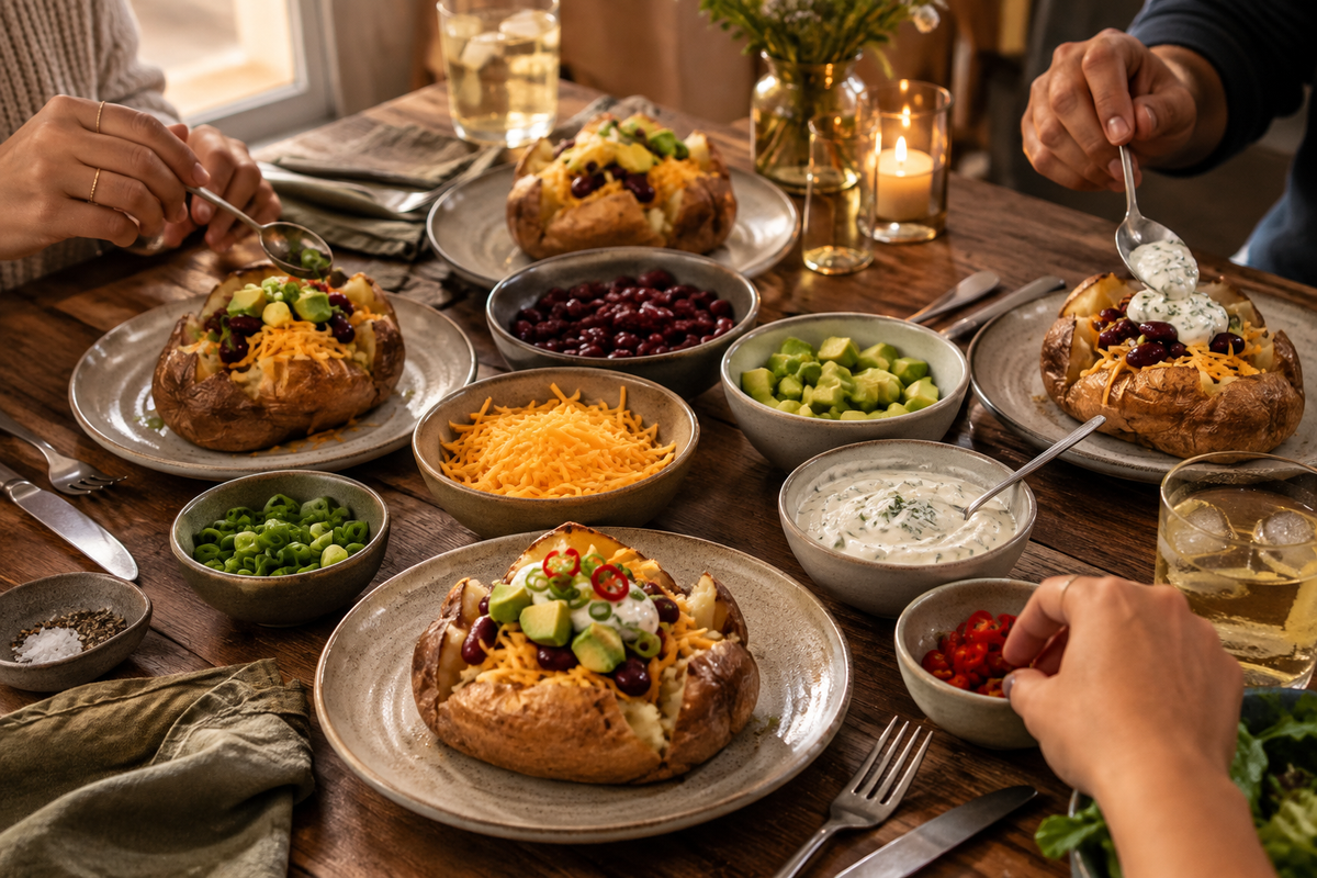 Loaded Potato Night mit Cheddar, Bohnen, Avocado und Joghurt – Weekend Recipe 006