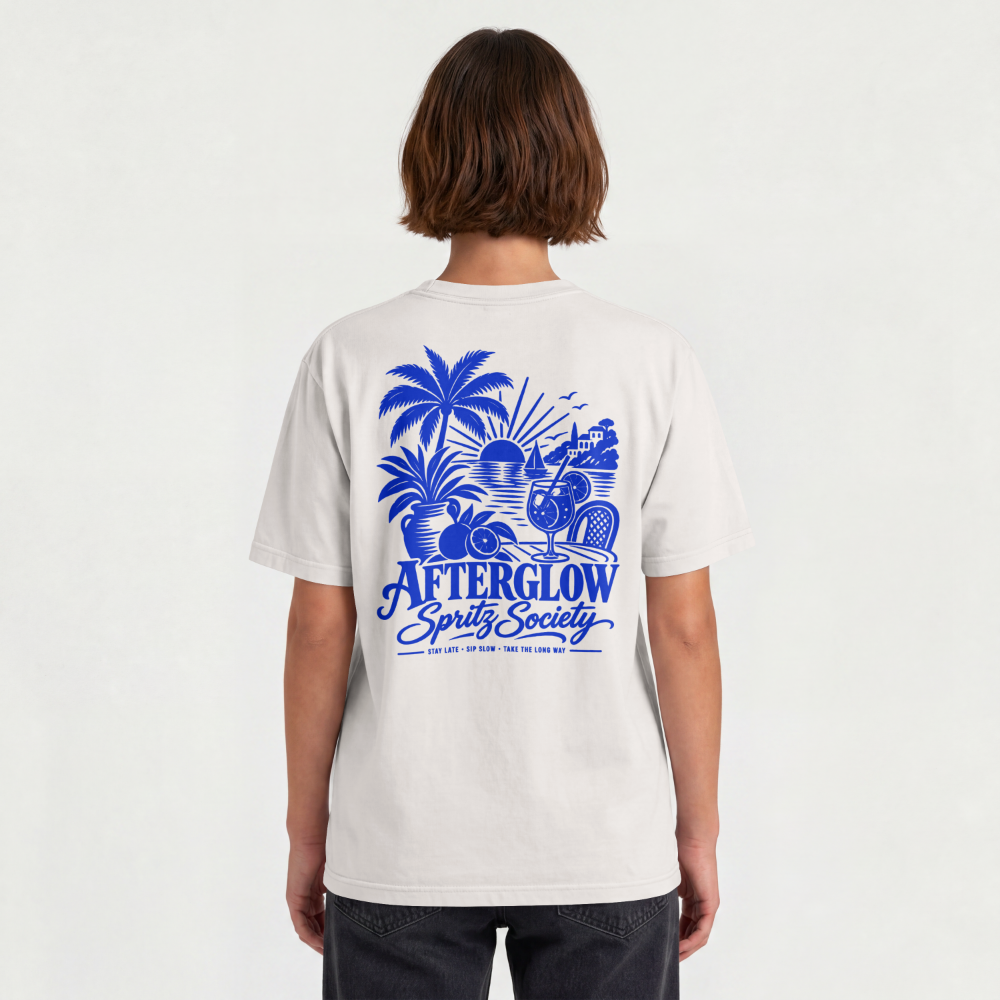 Afterglow Oversized Shirt – Modelansicht Rückseite – Natural Raw