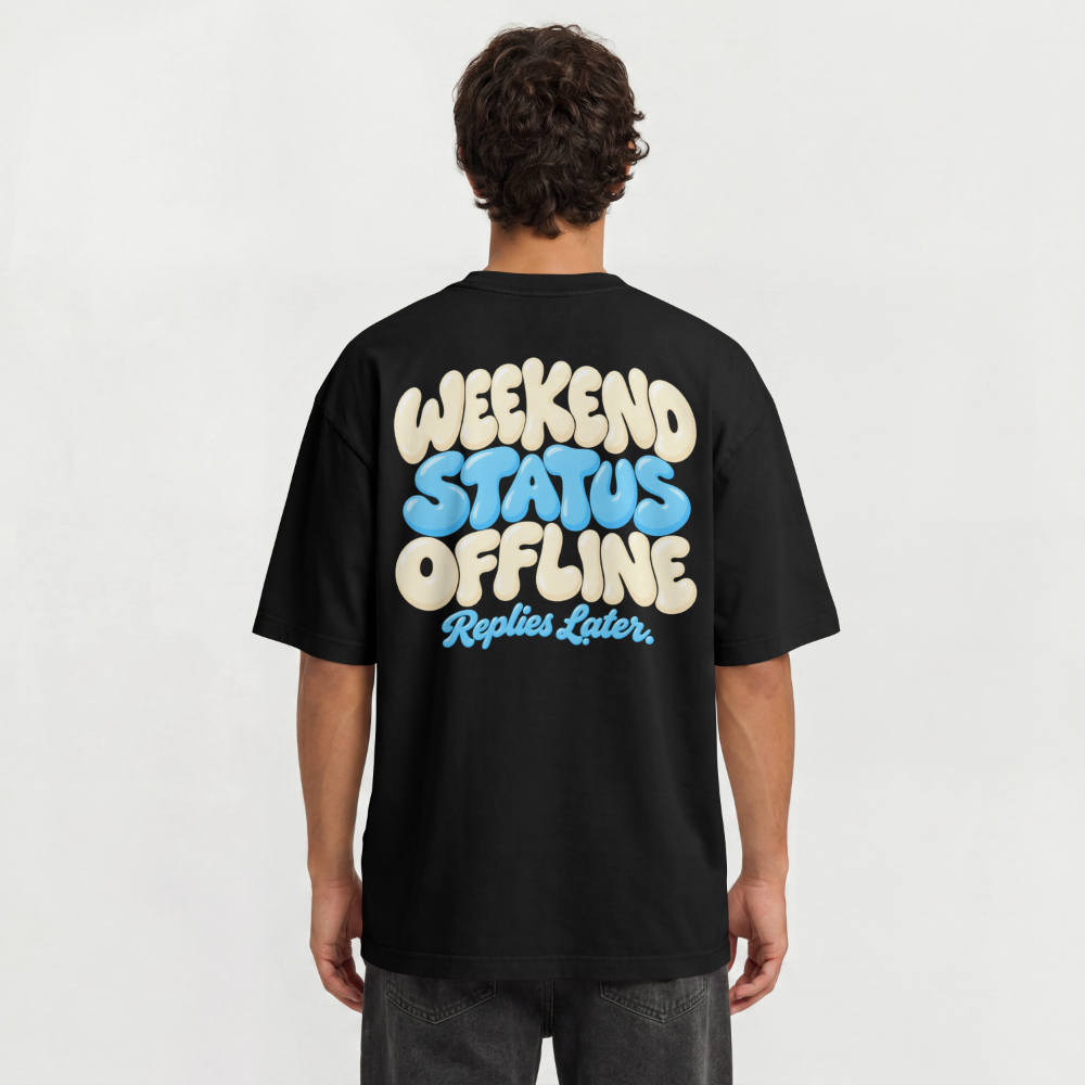Offline Oversized Shirt – Modelansicht Rückseite – Schwarz