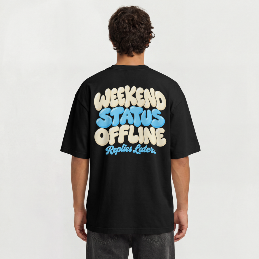 Offline Oversized Shirt – Modelansicht Rückseite – Schwarz
