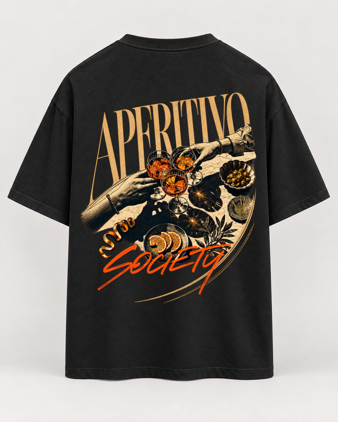 Aperitivo Society Oversized Shirt – Schwarz – Rückenansicht