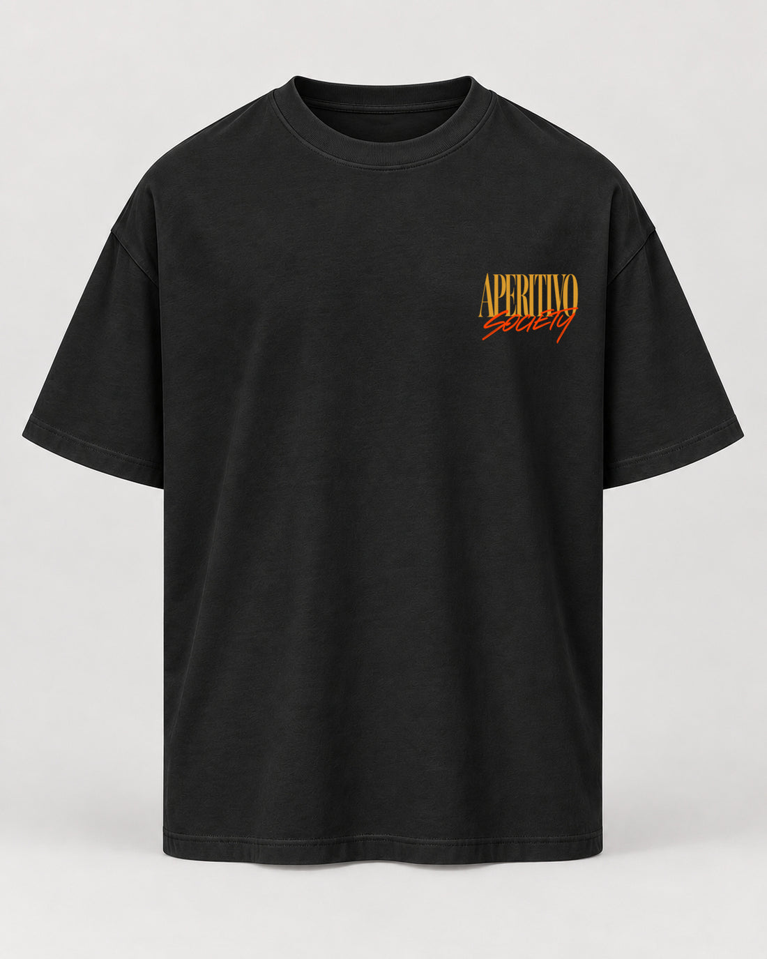 Aperitivo Society Oversized Shirt – Schwarz – Vorderansicht