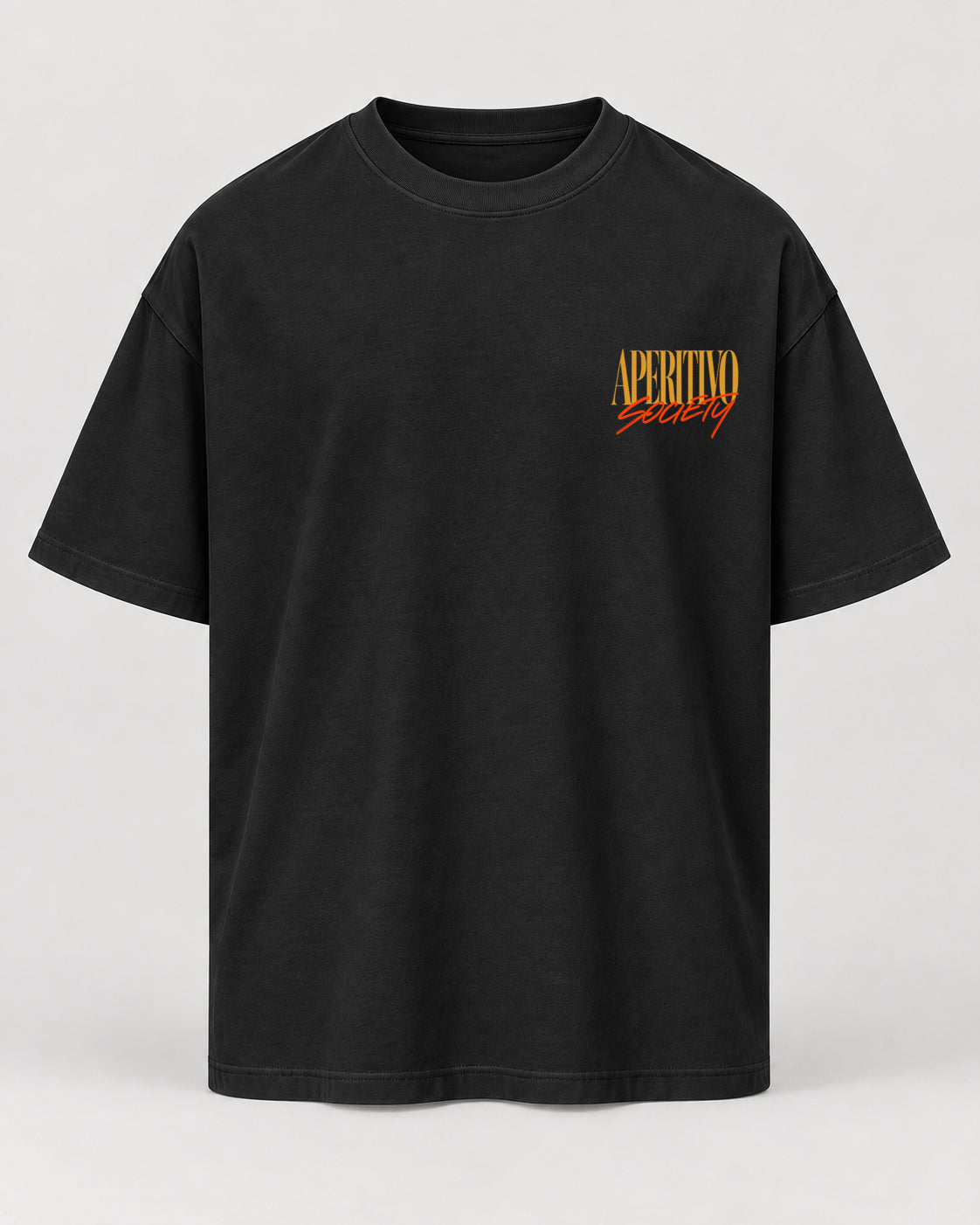 Aperitivo Society Oversized Shirt – Schwarz – Vorderansicht
