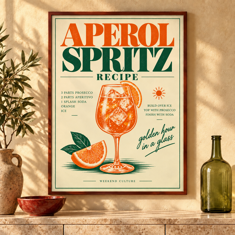Aperol Spritz Recipe Poster – Interior-Mock-up