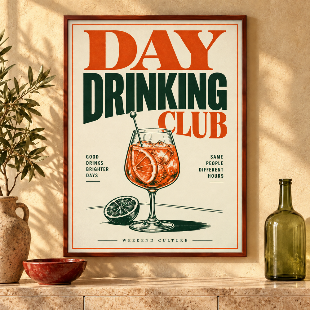 Day Drinking Club Poster – Interior-Mock-up