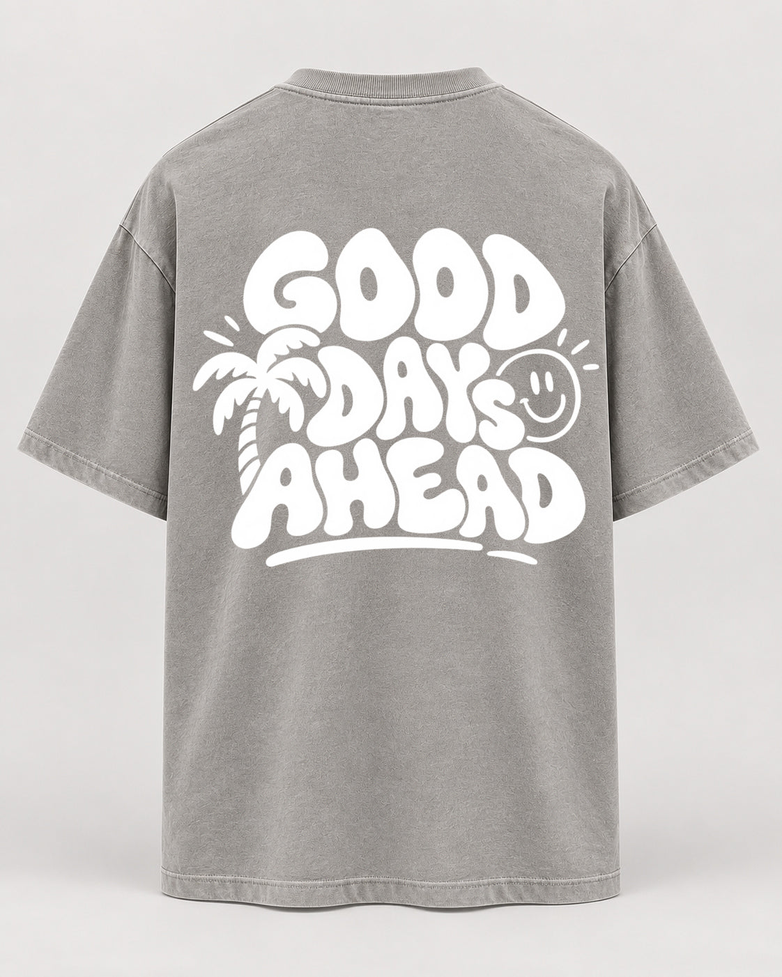 Good Days Oversized Shirt – Washed Grey – Rückenansicht