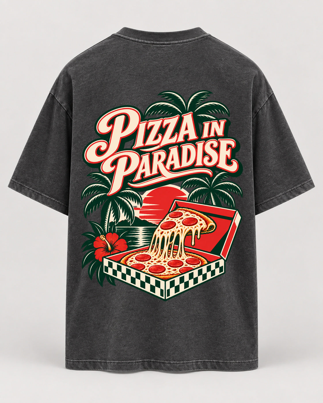 pizza washed Oversized Shirt – Rückseite