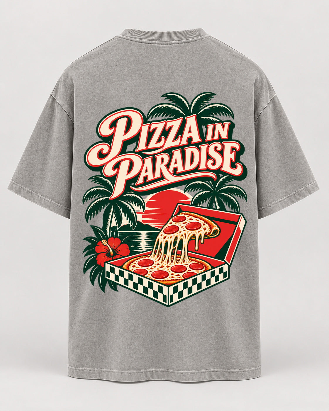 pizza washed Oversized Shirt – Rückseite