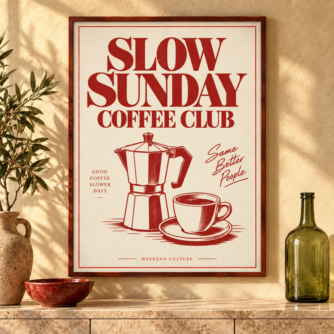 Slow Sunday Coffee Club Poster – Interior-Mock-up