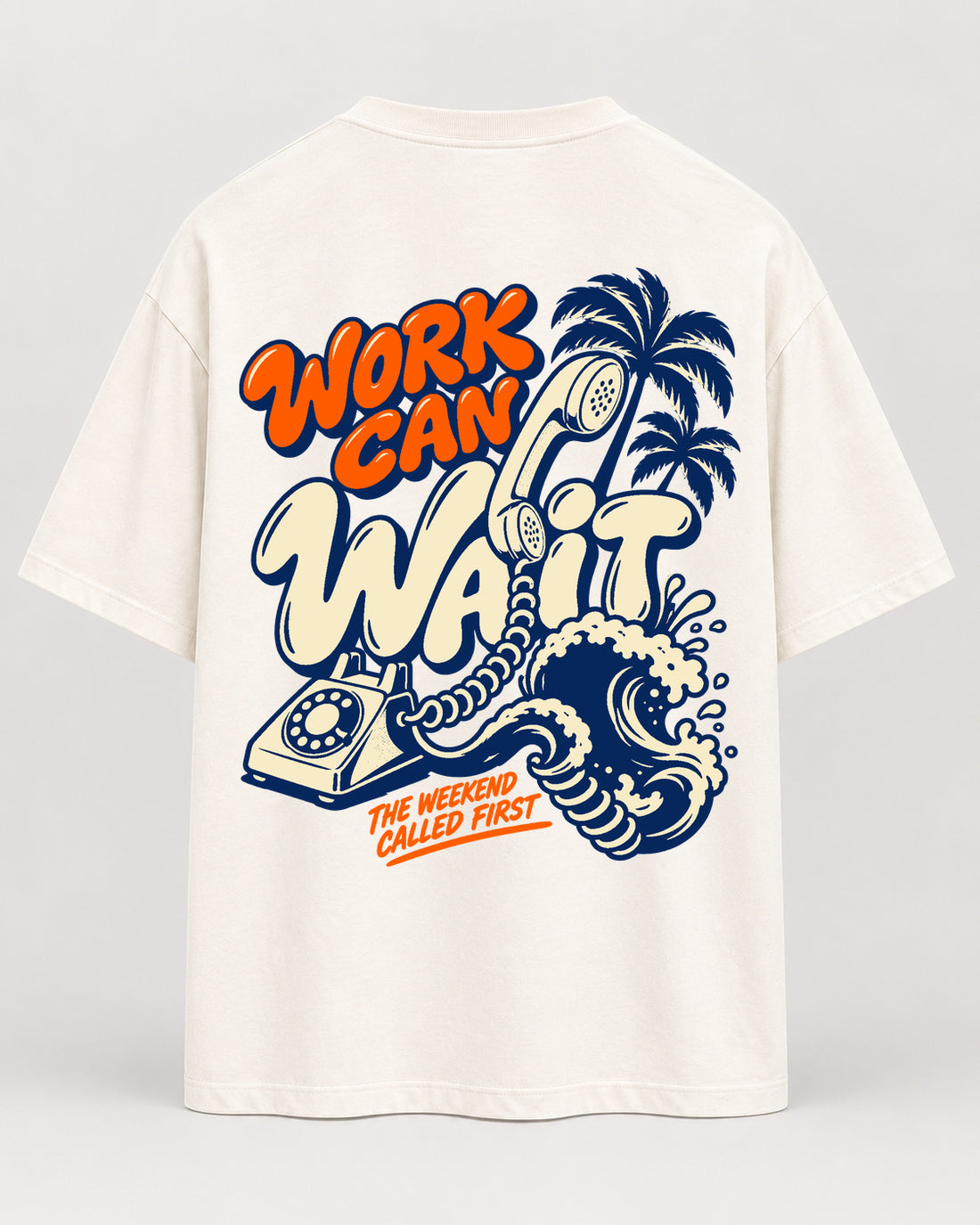 work can wait natural Oversized Shirt – Rückseite