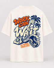 work can wait natural Oversized Shirt – Rückseite